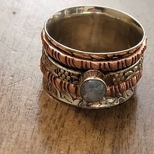 925 Spinner Ring Chipped Moonstone